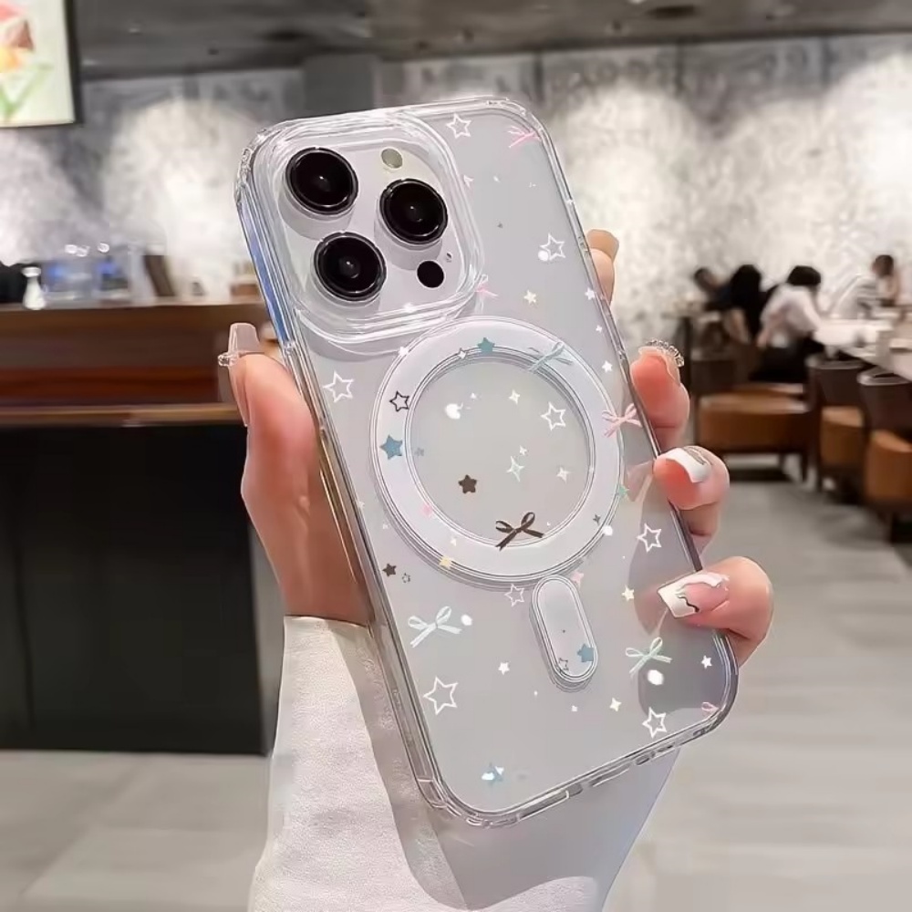 Clear Magsafe Case - Star Bow Print Clear Phone Case