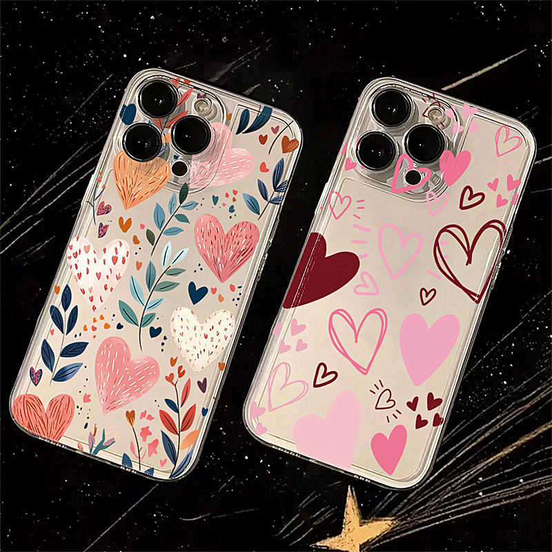 Phone Cases Protective - Silicone Love Heart Leaves Eye Moon
