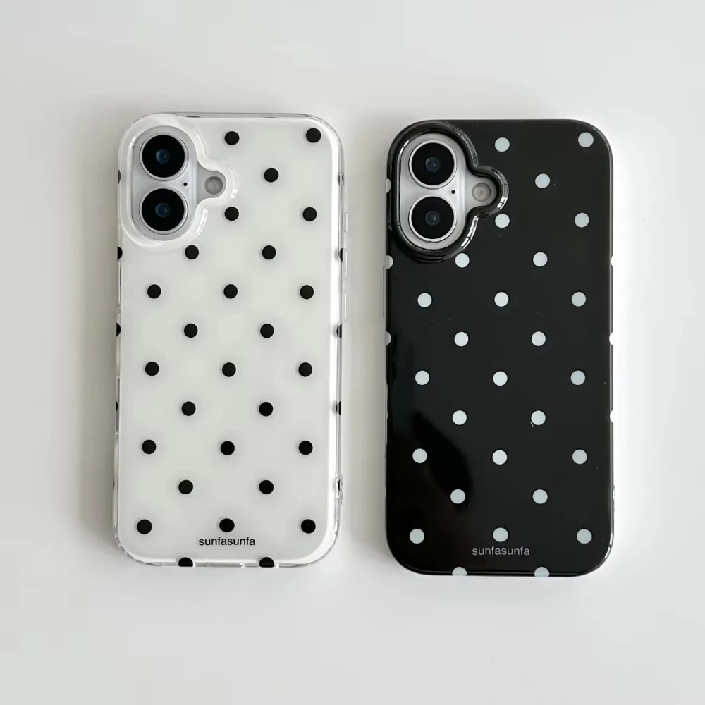 Phone Cases Protective - Minimalist Black and White Polka Dots