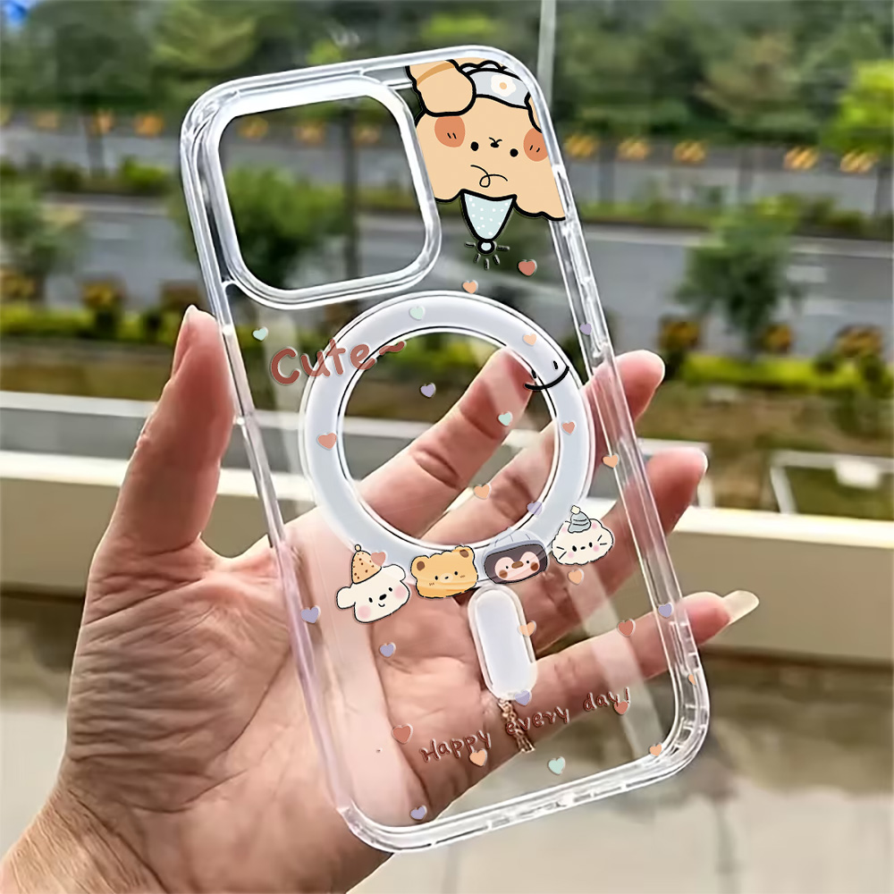 Clear Magsafe Case - Cartoon Polka Dots Phone Case for