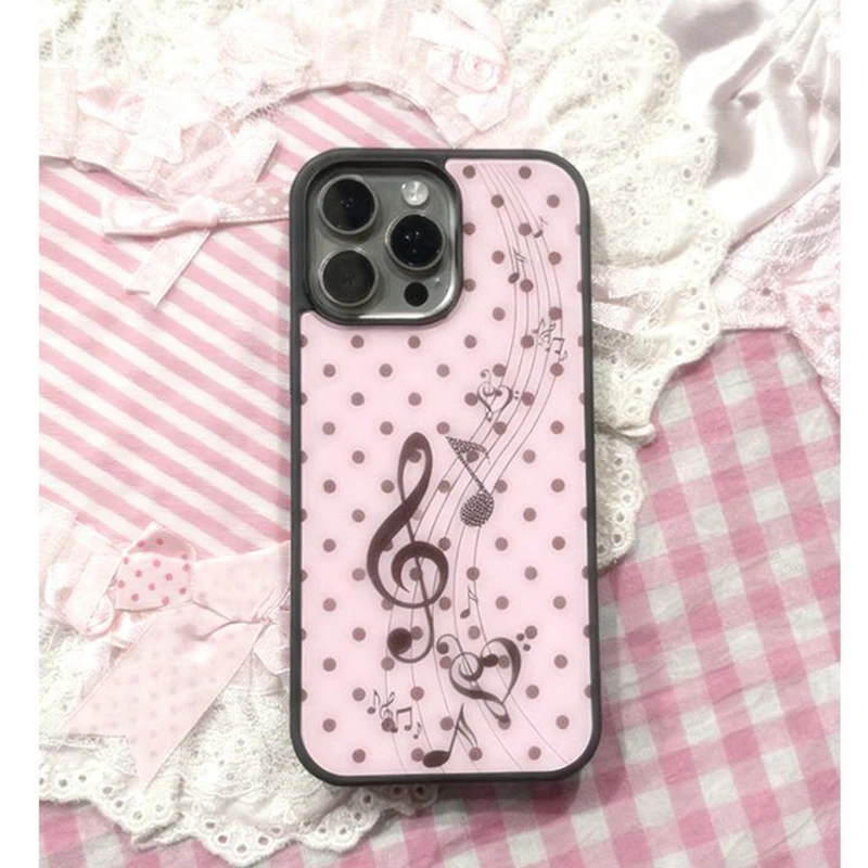 Phone Cases Junk - Korean ins Pink Brown Polka Dot