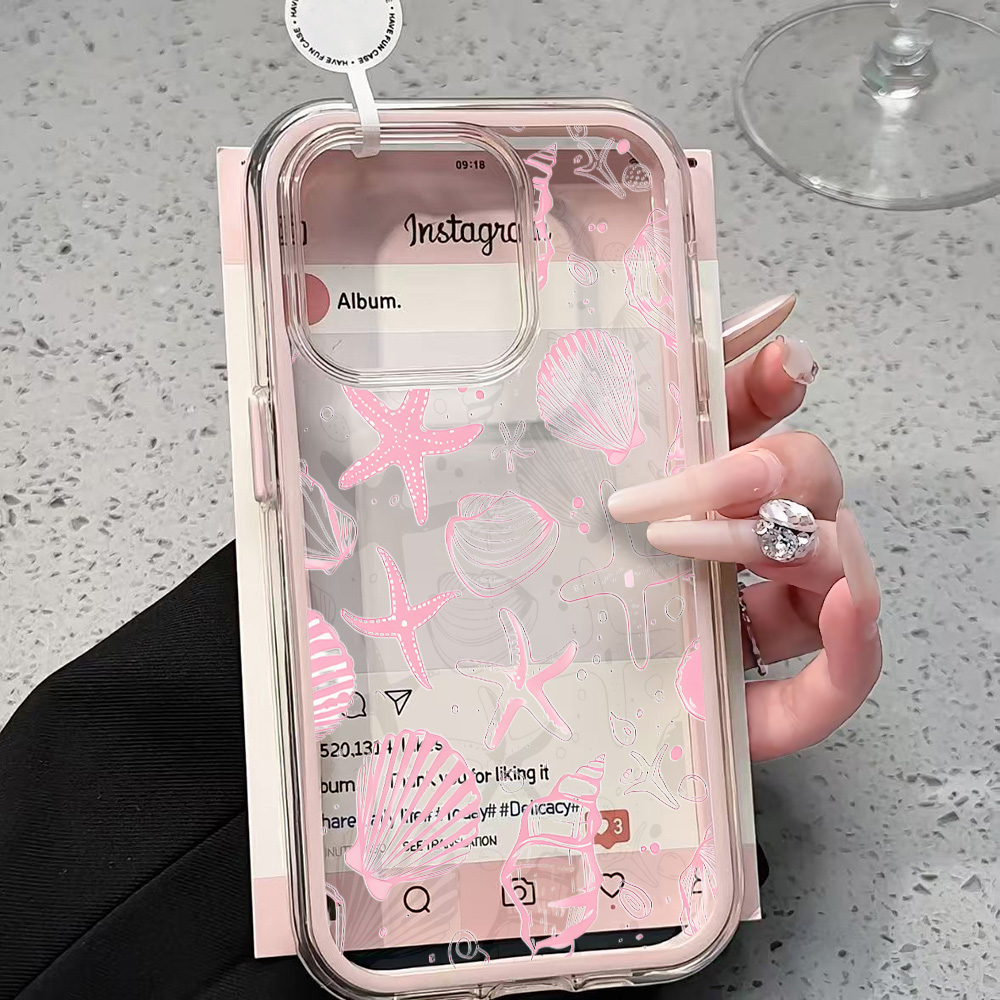 Phone Cases Durable - Summer Pink Seashell Clear Phone Case