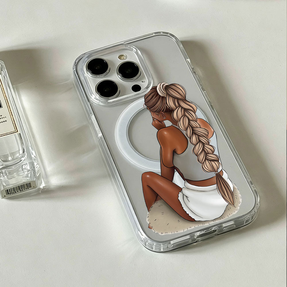 Clear Magsafe Case - Dark Skin Fashion Woman For MagSafe