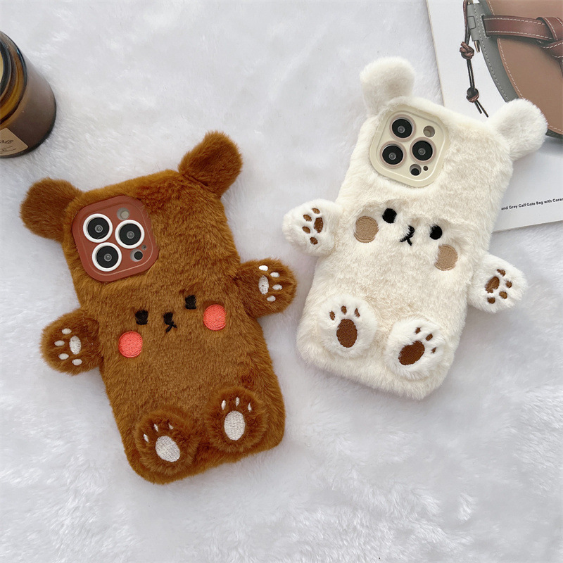 Korean 3D Cartoon Bear Fluffy  - огляд і ціна Phone Cases Protective
