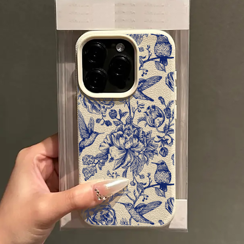 Blue Retro Floral Bird Pattern - огляд і ціна Phone Cases Protective