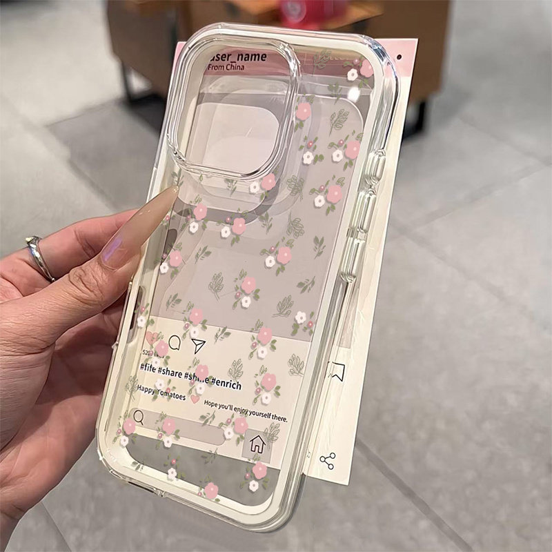 Green Leaves Pink Flower 2in1  - огляд і ціна Phone Cases Protective